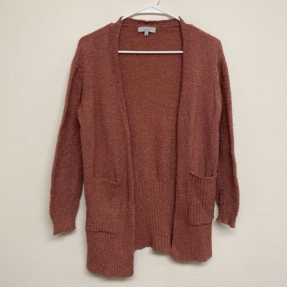 Warm & Cozy Lifestyle Mauve Open Knit Cardigan Pockets Oversized Sweater Size S - Picture 1 of 6
